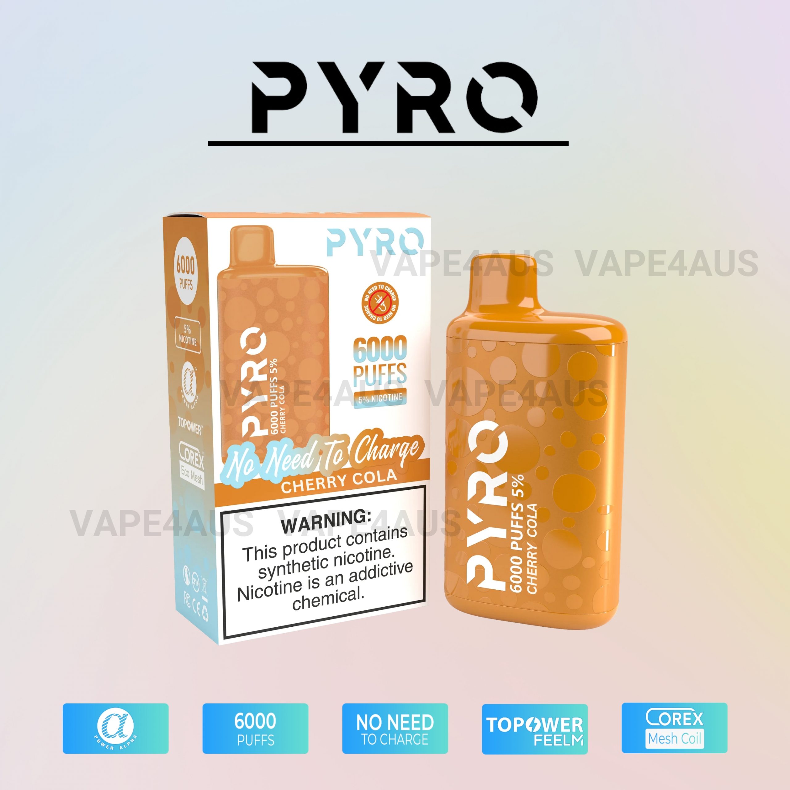 PYRO Vape 6000 Puffs 5% Cherry Cola PYRO Vape 6000 Puffs 5% Cherry Cola