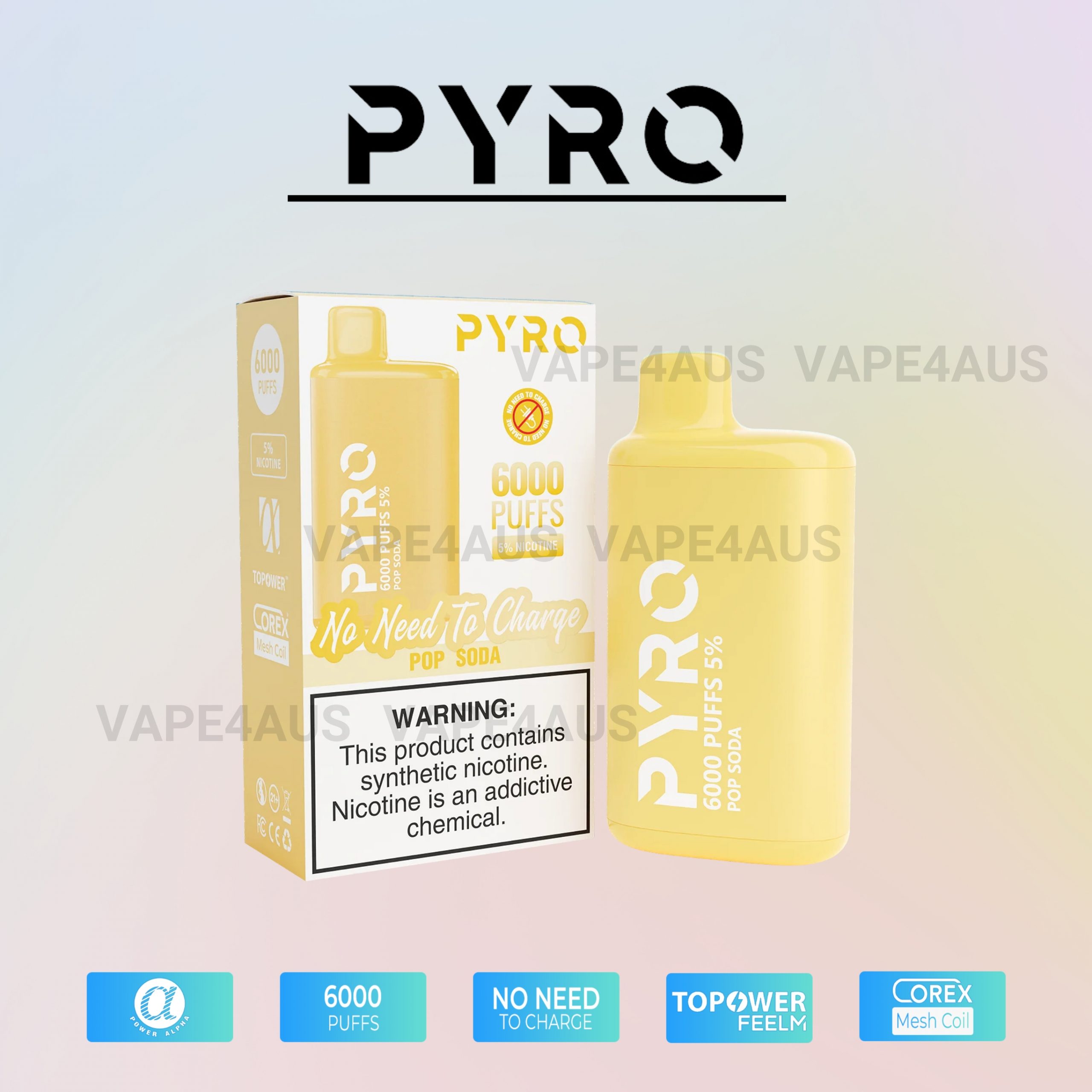 PYRO Vape 6000 Puffs 5% Pop Soda PYRO Vape 6000 Puffs 5% Pop Soda